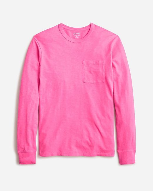 J.Crew Pink Garment-Dyed Slub Cotton Long-Sleeve T-Shirt for men