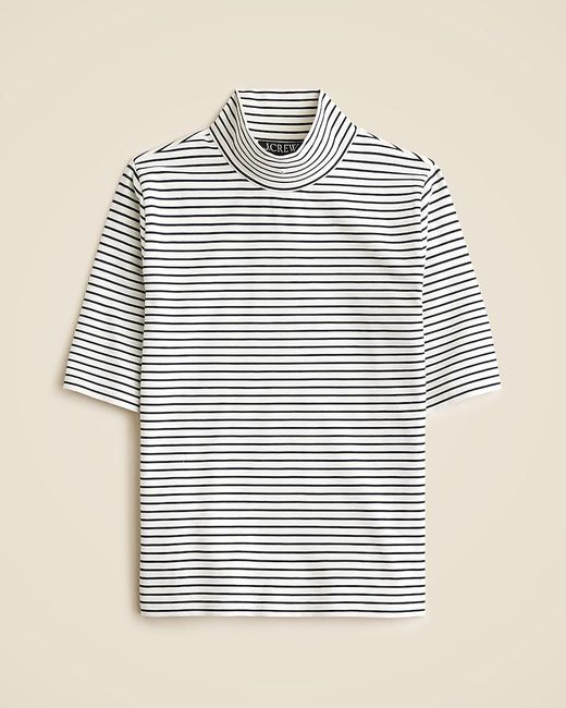 J.Crew Natural Stretch Cotton-Blend Elbow-Sleeve Mockneck T-Shirt