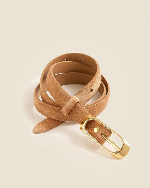 J.Crew White Skinny Oval Buckle Suede Belt