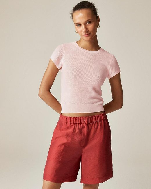 J.Crew Red Ribbed Featherweight Cashmere T-Shirt