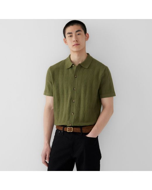 J.Crew Short-sleeve Cotton Polo Cardigan Sweater In Geometric Cable-knit in  Green for Men | Lyst
