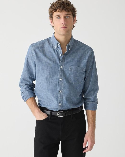 J.Crew Blue Slim Untucked Organic Cotton Chambray Shirt for men