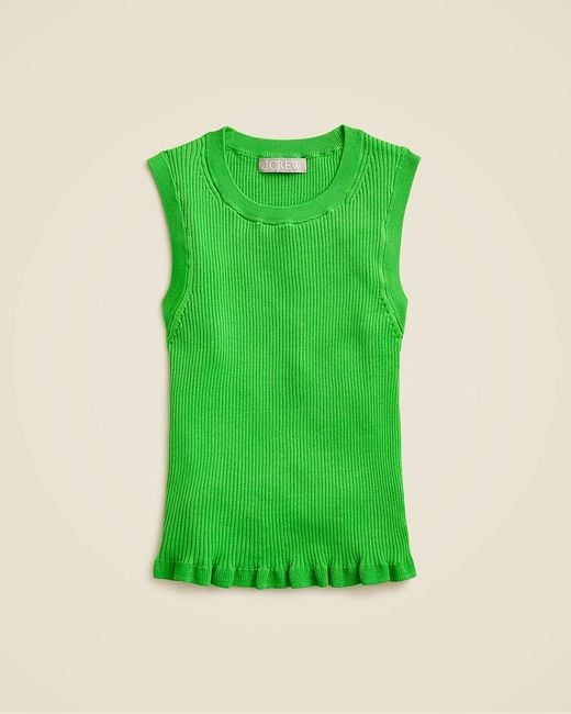 J.Crew Green Ruffle-Trim Shell Tank Top