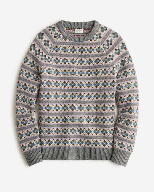 J.Crew Gray Lambswool Fair Isle Sweater With Argyle for men
