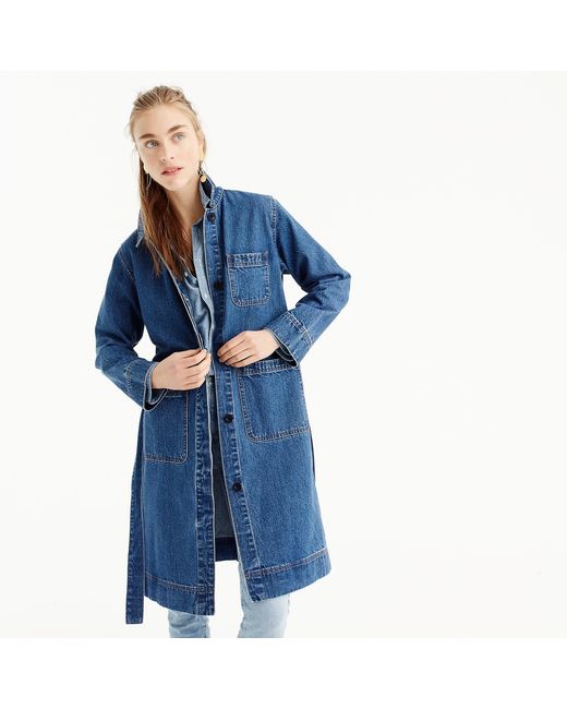 J.Crew Petite Denim Trench Coat in Blue 