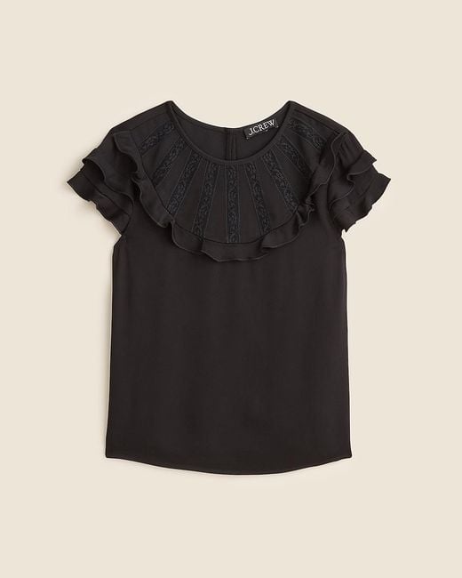J.Crew Black Flutter-Sleeve Shirt