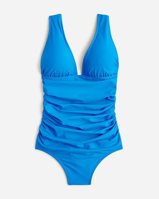 J.Crew Blue Ruched V-Neck One-Piece