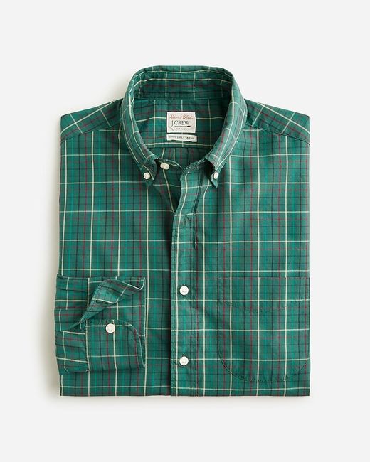 J.Crew Green Secret Wash Cotton Poplin Shirt for men