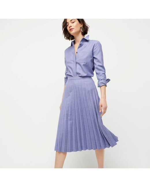 J.Crew Gray Pleated Wool-blend Flannel A-line Skirt