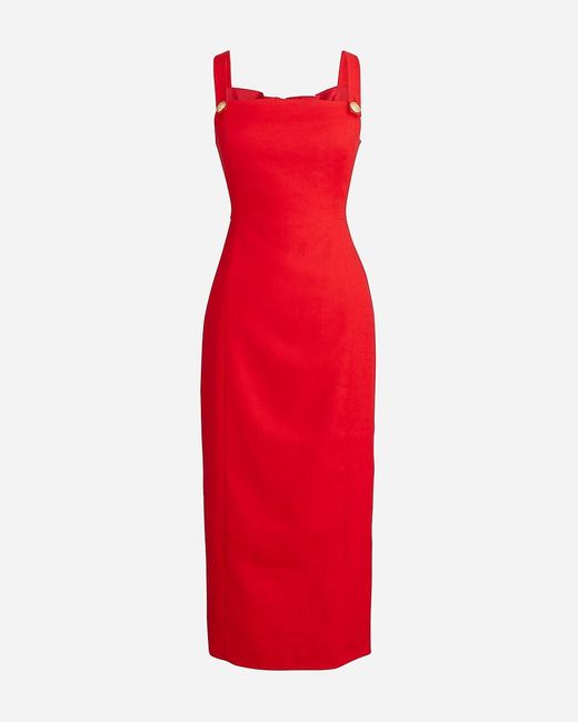 J.Crew Red Stretch Linen-Blend Sheath Dress