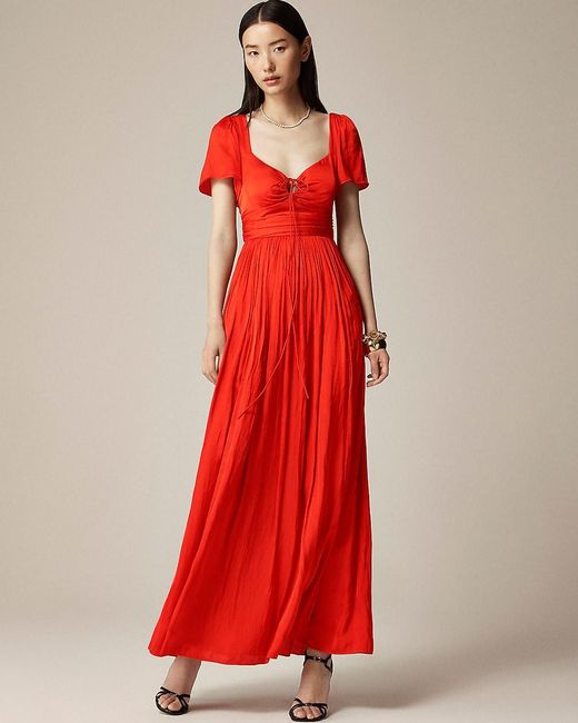 J.Crew Red Collection Flutter-Sleeve Maxi Dress