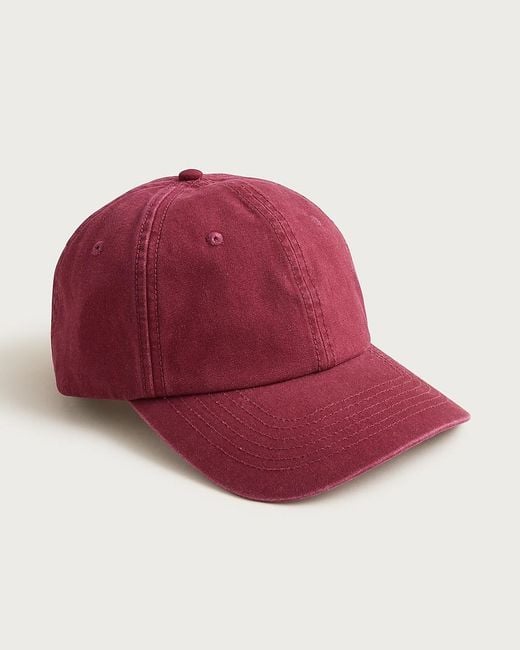 J.Crew Red Washed Canvas Baseball Cap for men