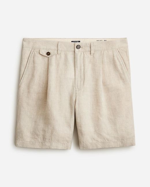 J.Crew Natural 7.5'' Pleated Linen Short for men