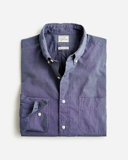 J.Crew Blue Slim Secret Wash Organic Cotton Poplin Shirt for men