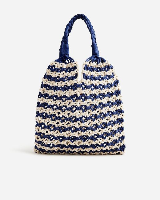 J.Crew Blue Cadiz Hand-Knotted Rope Tote
