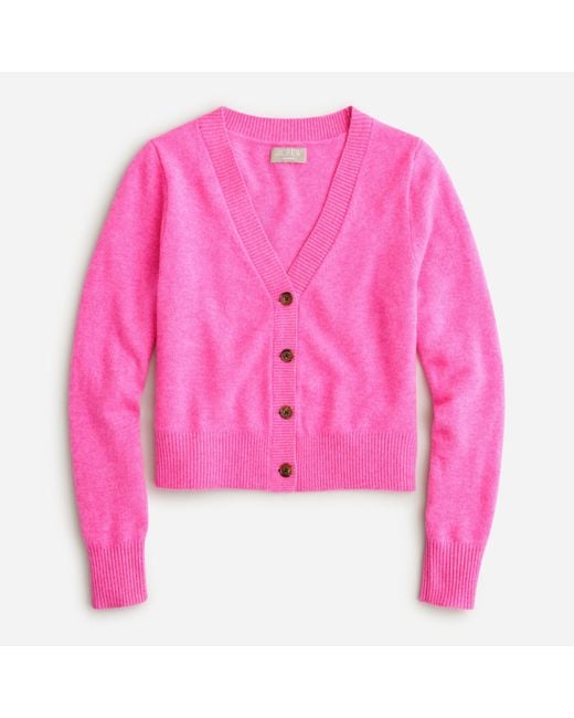 J.Crew Pink Cashmere Cropped V-neck Cardigan Sweater