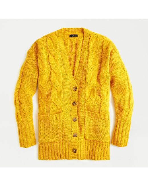 J.Crew Yellow Chunky Cable-knit Oversized Cardigan