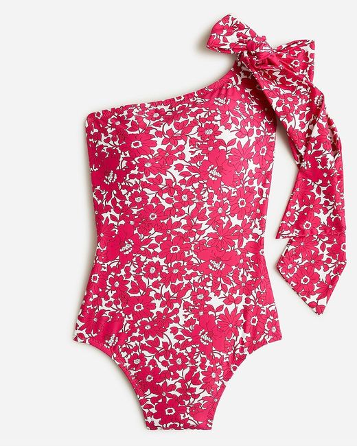 J.Crew Pink Bow One-Shoulder One-Piece Swimsuit