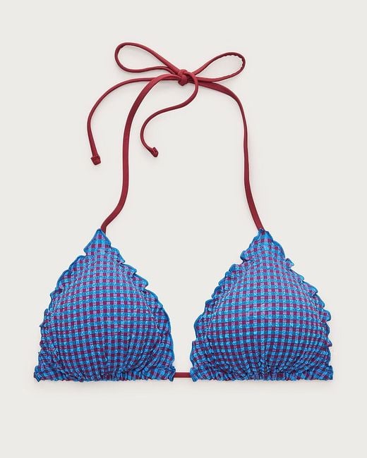 J.Crew Blue Lettuce-Trim String Bikini Top