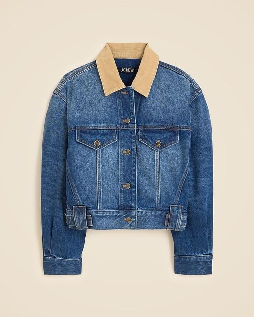 J.Crew Blue Oversized Cropped Trucker Jacket
