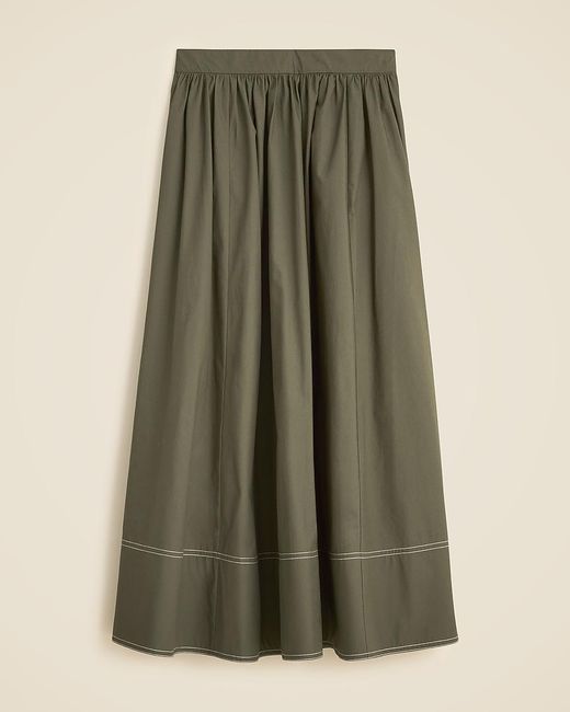 J.Crew Green Contrast-Stitch Midi Skirt
