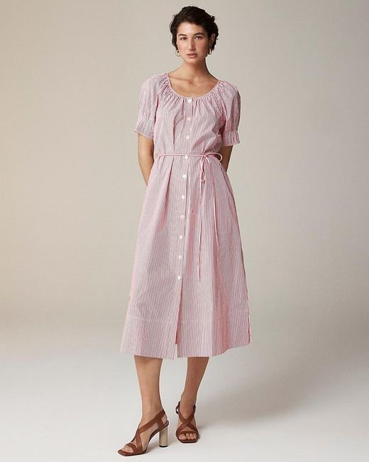 J.Crew Pink Button-Up Midi Dress