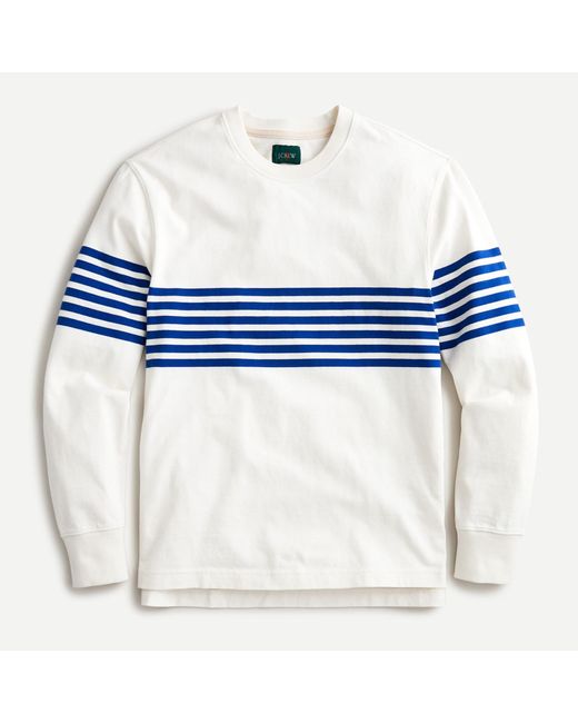 J.Crew Cotton Rugby Crewneck Shirt In Chest Stripe in Blue for Men Lyst