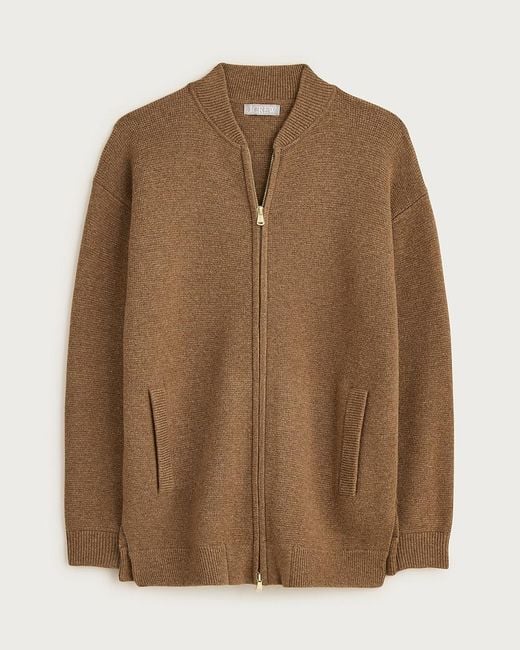 J.Crew Brown Full-Zip Flight Sweater-Jacket