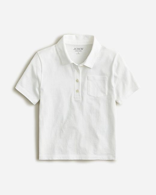 J.Crew White Vintage Jersey Shrunken Polo T-Shirt