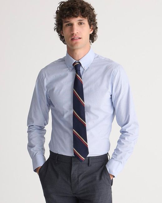 J.Crew Blue Ludlow Premium Fine Cotton Dress Shirt With Button-Down Collar for men