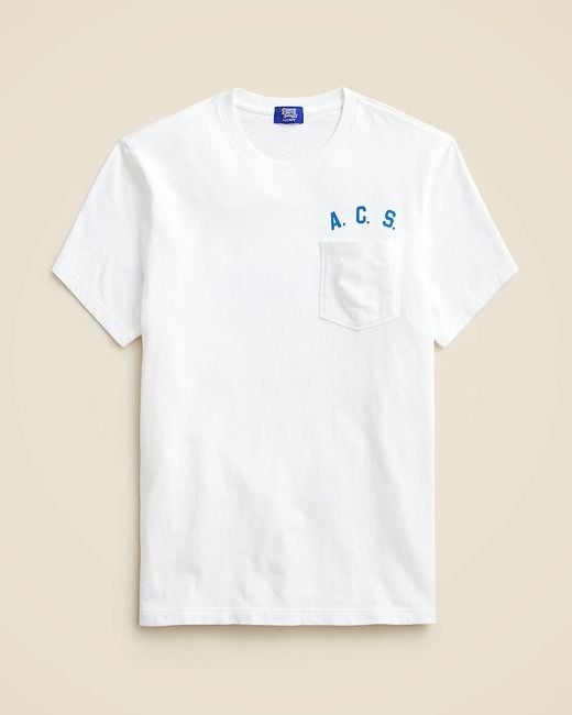 J.Crew White Atlantic Coastal Supplies X Vintage-Wash Cotton Graphic T-Shirt for men