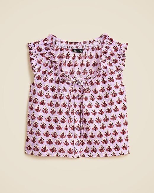 J.Crew Pink Ruffle-Trim Button-Up Top
