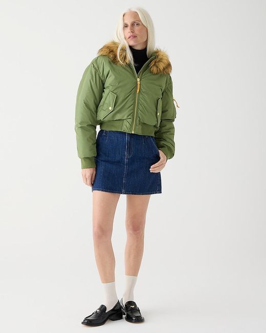 J.Crew Green Ruched Puffer Jacket With Primaloft