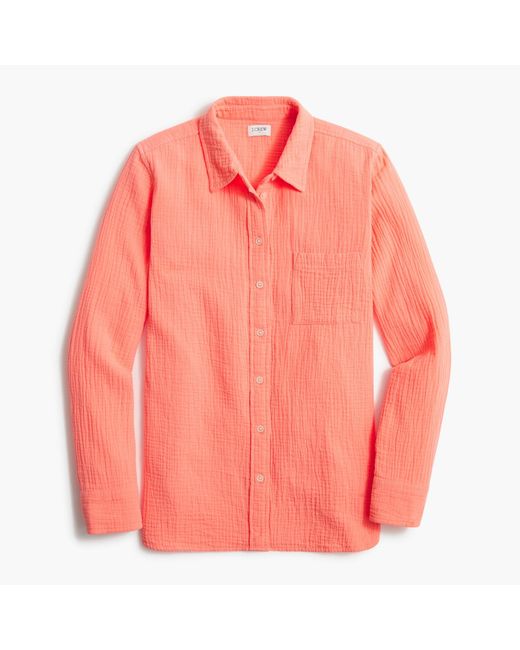 J.Crew Gauze Buttondown Shirt in Pink Lyst