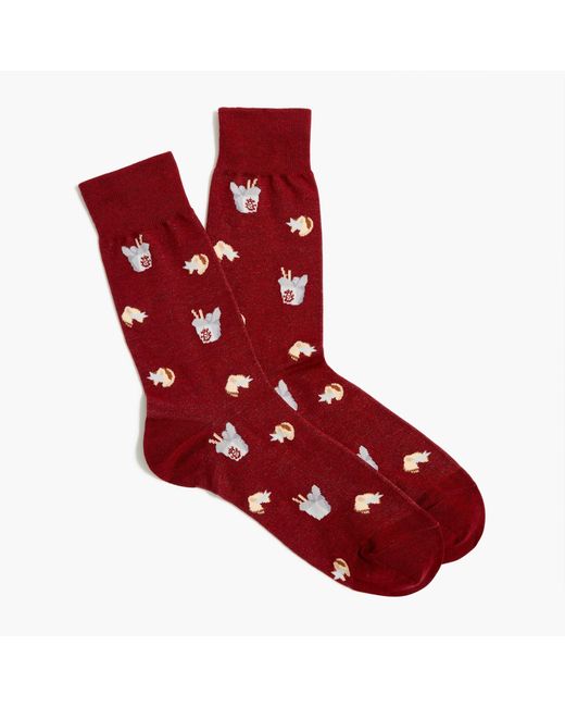 J.Crew Chinese Takeout Socks in Red for Men Lyst