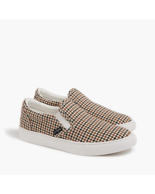 J.Crew Plaid Slipon Sneakers in Natural Lyst