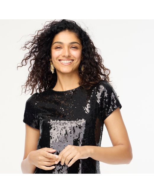 J.Crew Sequin Shift Dress in Black Lyst