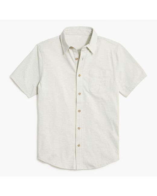 J.Crew Cotton Short-sleeve Knit Button-down Shirt in Soft Grey (Gray ...