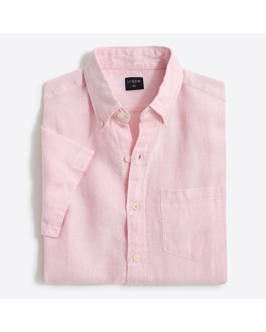 J.Crew Pink Slim-fit Short-sleeve Linen Shirt for men