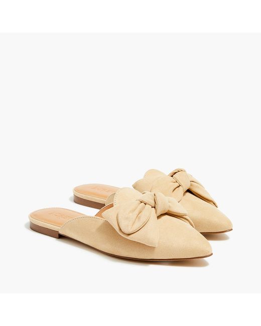 J.Crew Fauxsuede Bow Mules in Natural Lyst