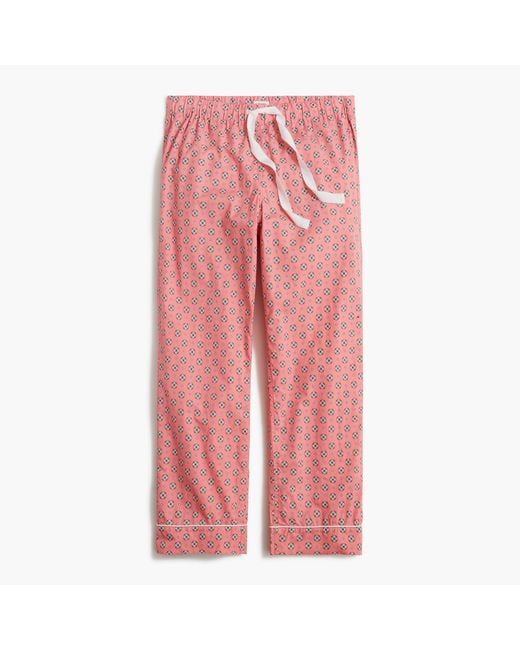 J.Crew Cropped Cotton Pajama Pant in Pink Lyst