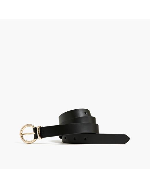 J.Crew Black Leather Belt With Gold-tone Buckle