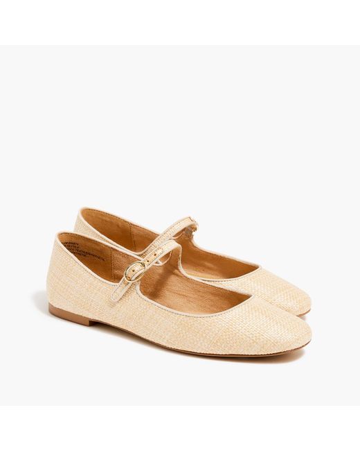 J.Crew Natural Woven Mary Jane Flats