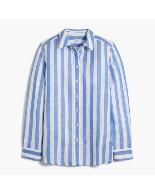 J.Crew Blue Striped Linen-blend Button-up Shirt