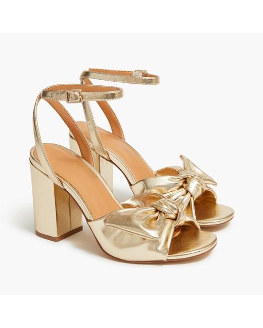 J.Crew Knotted Heeled Sandals in Metallic Lyst