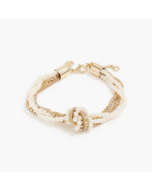 J.Crew Pearl Crystal wrapped Knot Bracelet in Metallic Lyst