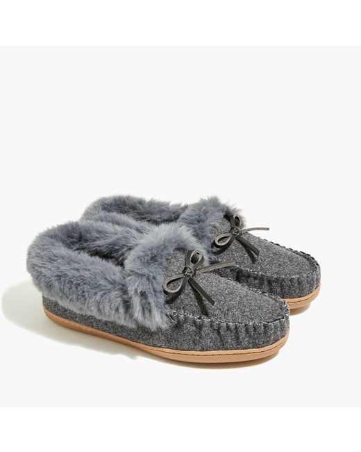 J.Crew Heathered Slippers in Grey (Gray) | Lyst