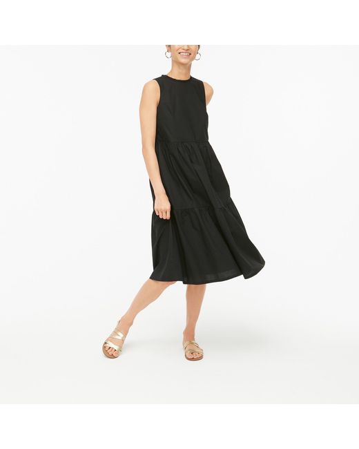 J.Crew Cotton Sleeveless Tiered Dress in Black - Lyst