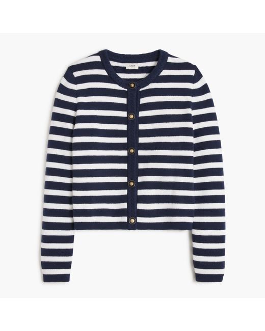J.Crew Blue Striped Cotton Lady Jacket Cardigan Sweater