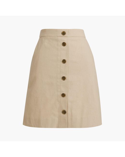 J.Crew Natural Linen-blend Button-front Mini Skirt